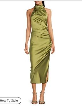 Badgley Mischka Satin Mock Neck Cocktail Dress
